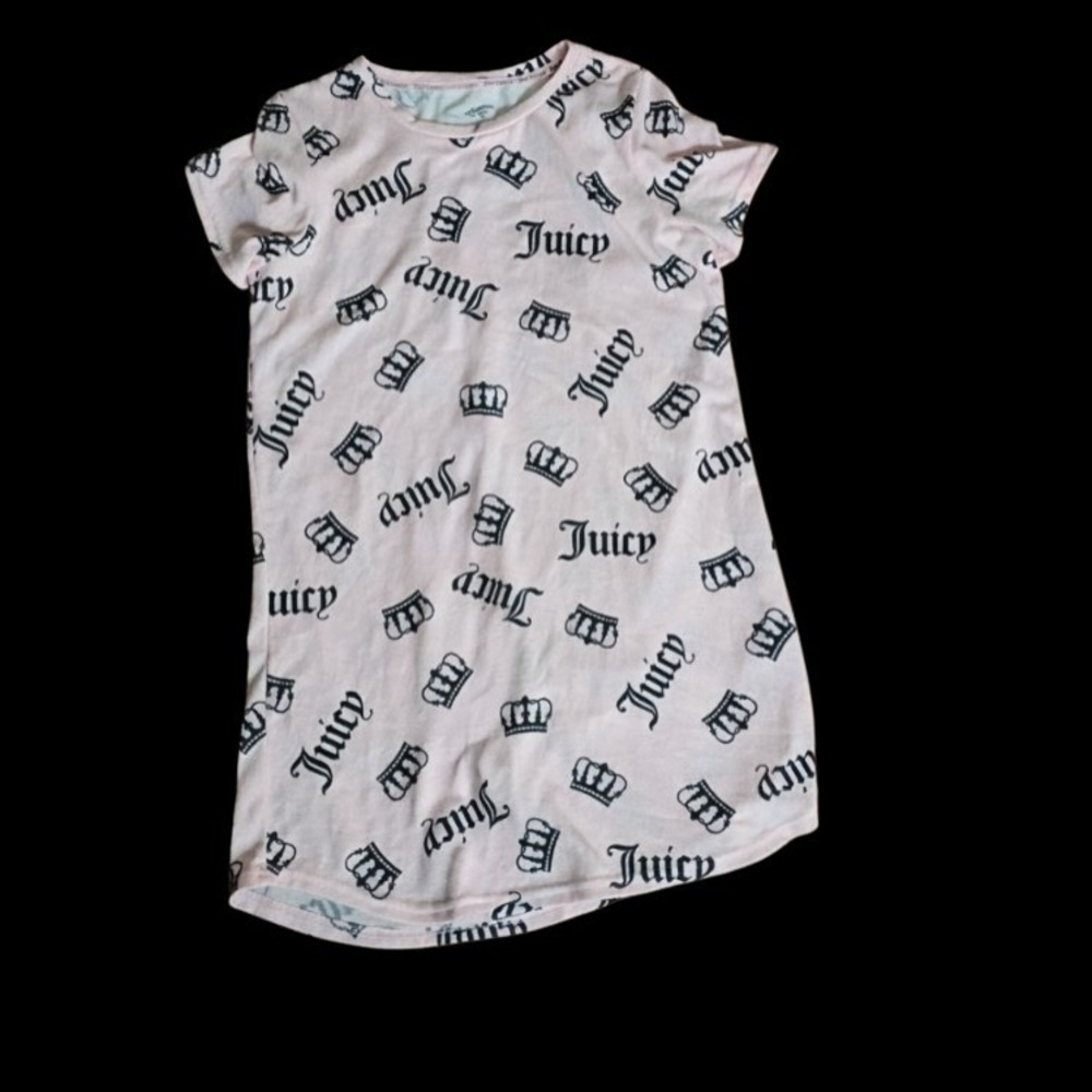 Juicy Couture Womens Pink Black Crown Logo‎ Sleep Shirt Nightgown Medium 1750-37